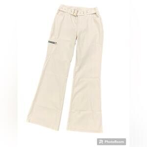 Ivory Polyester Wide Legs Bootcut Stylish Pants Small
